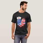 Nurse 4Th Of July American Flag He Stethoscope Nur T-shirt (Voorkant volledig)