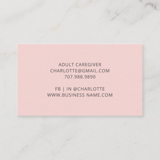Nurse Adult Caregiver Dusty Pink Visitekaartje (Achterkant)