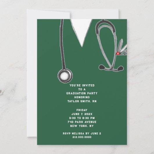 Nurse Afstudeerder Party Kaart (Voorkant)