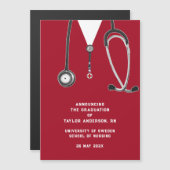 Nurse Afstuderen Announcement Red Magnetische Uitnodiging (Voorkant / Achterkant)