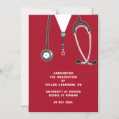 Nurse Afstuderen Announcement Red Magnetische Uitnodiging (Voorkant)