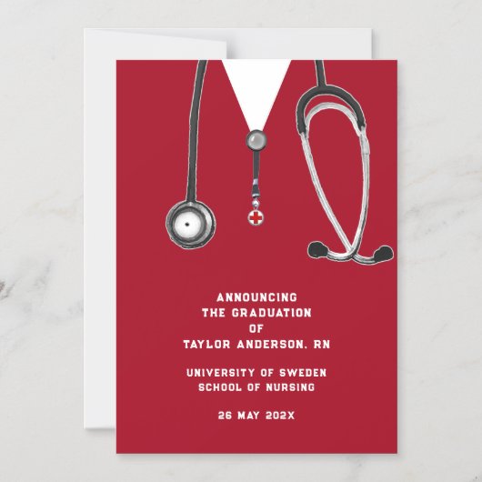 Nurse Afstuderen Announcement Red Magnetische Uitnodiging (Voorkant)