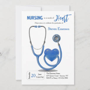 Nurse Afstuderen Blue Invitation Kaart