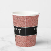 Nurse Afstuderen Caduceus Roos Gold Glitter Naam Papieren Bekers (Rechts)