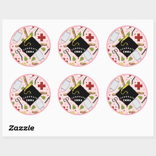 Nurse Afstuderen Class of 2025 Classic Round Stick Ronde Sticker (Vel)