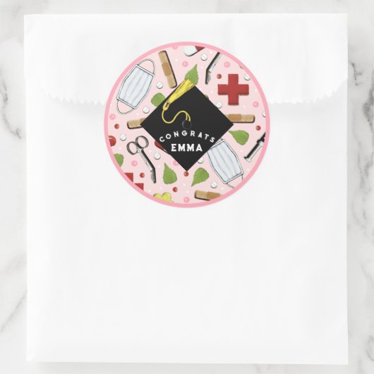 Nurse Afstuderen Class of 2025 Classic Round Stick Ronde Sticker (Tas)