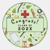 Nurse Afstuderen Classic Round Sticker (Voorkant)