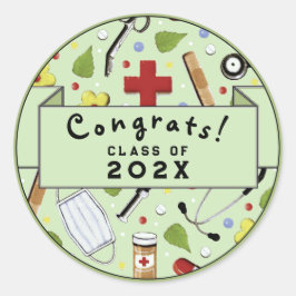 Nurse Afstuderen Classic Round Sticker