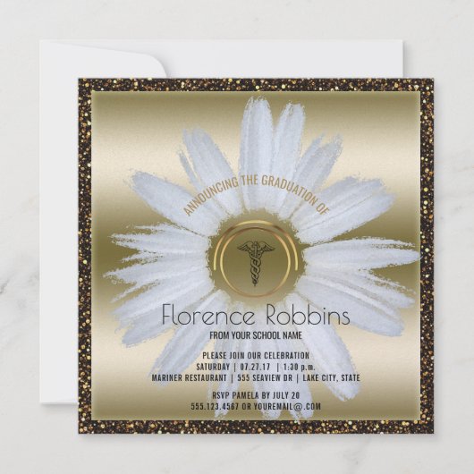 Nurse Afstuderen | Daisy Gold Pinning Ceremonie Kaart (Voorkant)