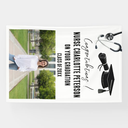 Nurse Afstuderen Foto Spandoek (Horizontaal)