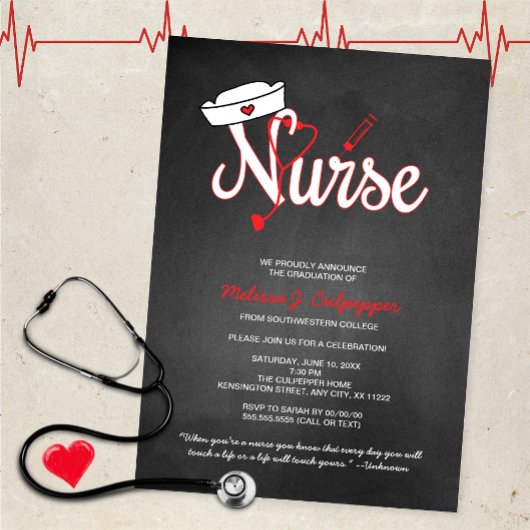 Nurse afstuderen Invitation Party Pinning Ceremoni Kaart