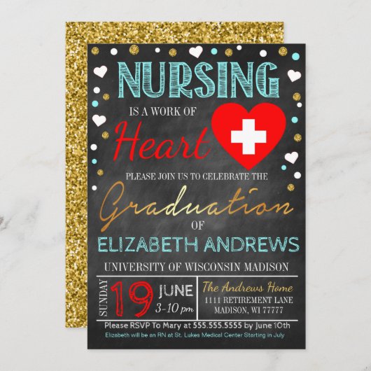 Nurse Afstuderen Invitation Werk van het hart Kaart (Voorkant / Achterkant)