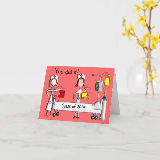 Nurse Afstuderen Kaart Klasse van 2014 Salmon (Gele Bloem)
