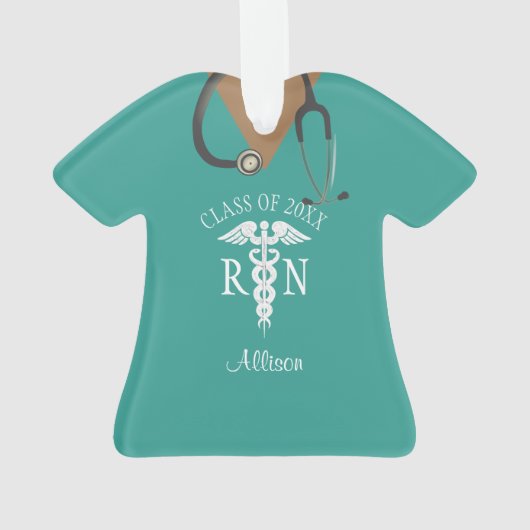 Nurse Afstuderen Medical Scrub Top Keepasenaam Ornament (achterkant)