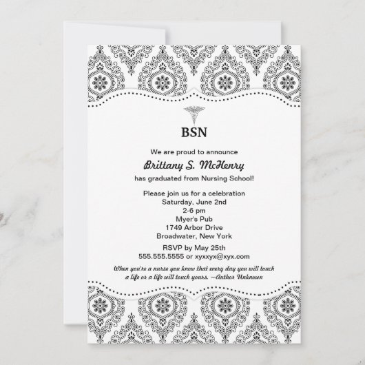 Nurse afstuderen modern demask BSN RN LPN CNA enz. Kaart (Voorkant)