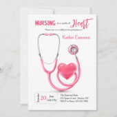 Nurse Afstuderen Roze uitnodiging (Voorkant)