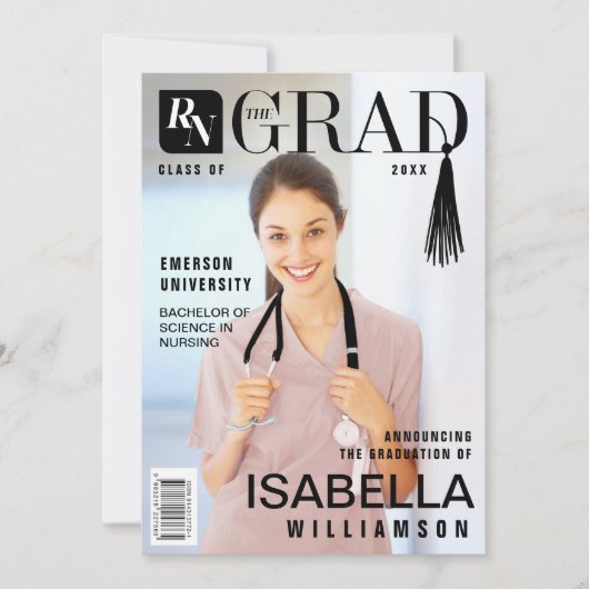 Nurse Afstuderen urse fototijdschrift Aankondiging (Voorkant)