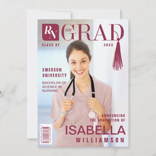 Nurse Afstuderen urse fototijdschrift Aankondiging (Voorkant)