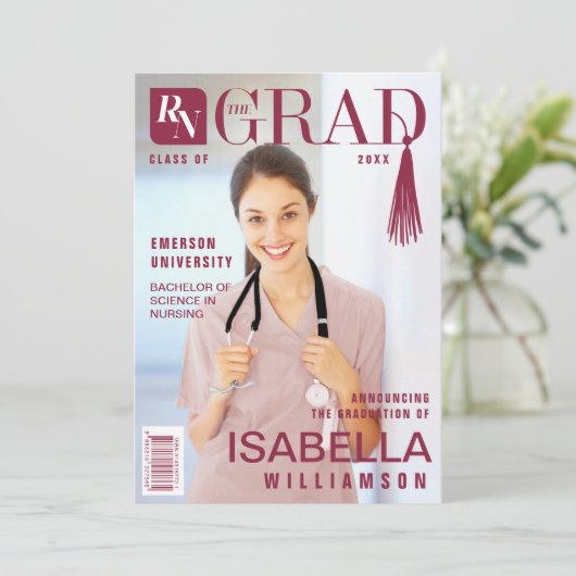 Nurse Afstuderen urse fototijdschrift Aankondiging (Staand voorkant)