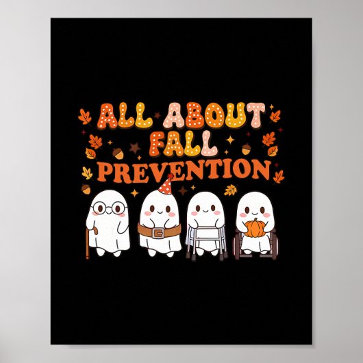 Nurse All About Fall Prevention Cute Ghosts Autumn Poster (Voorkant)