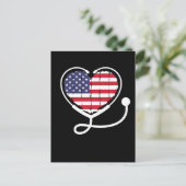 Nurse American Flag Stethoscope Women 4th July Briefkaart (Staand voorkant)