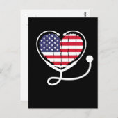 Nurse American Flag Stethoscope Women 4th July Briefkaart (Voorkant / Achterkant)