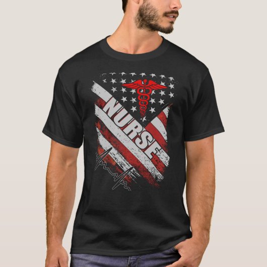Nurse Amerikaanse vlag T-shirt (Voorkant)