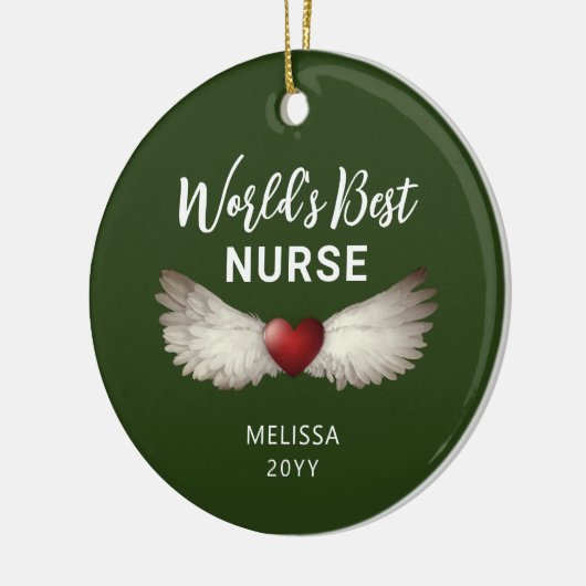 Nurse Angel Wings Heart Keepomwille Name Kerstmis Keramisch Ornament (Links)