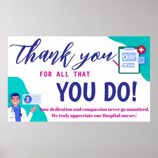 Nurse Appreciation Banner - Bedankt voor de gezond Poster (Voorkant)
