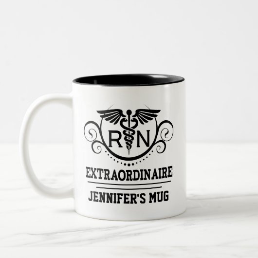 Nurse Appreciation Gift Personalized RN Tweekleurige Koffiemok (Links)