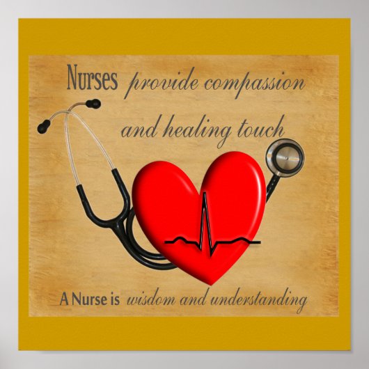 NURSE Art Poster "Compassion Healing Wisdom" (Voorkant)