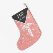 Nurse arts Caduceus roze faux glitter Kleine Kerstsok (Achterkant (Hangend))