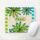 Nurse Artsy Floral Green en Blue Muismat (Met muis)