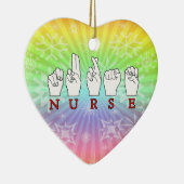 NURSE ASL FINGERSPELLED SIGN TAAL KERAMISCH ORNAMENT (Rechts)
