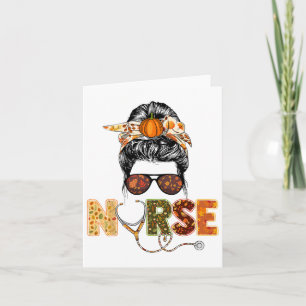 Nurse Autumn Herfst Thanksgiving Stethocope Scrub  Kaart