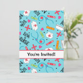 Nurse Birthday Party Celebration Turquoise Blue Kaart (Staand voorkant)