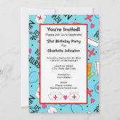 Nurse Birthday Party Celebration Turquoise Blue Kaart (Achterkant)