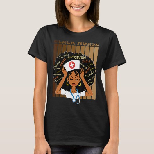 Nurse Black Magic Afro Melanin Queen Black History T-shirt (Voorkant)