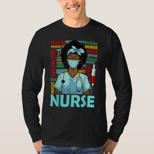 Nurse Black Women Black History Afro African Pride T-shirt (Voorkant)