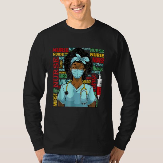 Nurse Black Women Black History Afro African Pride T-shirt (Voorkant)