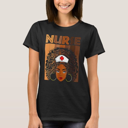Nurse Black Women Black History Month Afro African T-shirt (Voorkant)