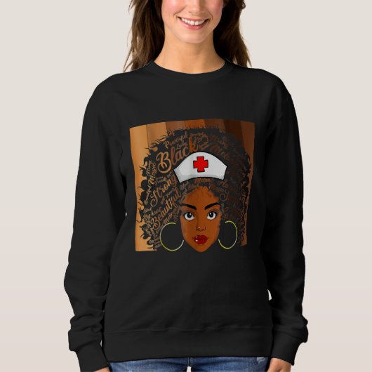 Nurse Black Women Black History Month Afro African Trui (Voorkant)