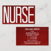 Nurse Bold Red Visitekaartje (Voorkant / Achterkant)