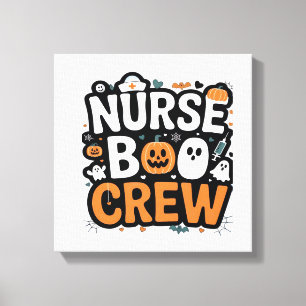Nurse Boo Crew Halloween Gezondheidszorg Held Grie Canvas Afdruk