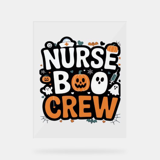 Nurse Boo Crew Halloween Healthcare Hero Spooky Acryl Bord (Voorkant)
