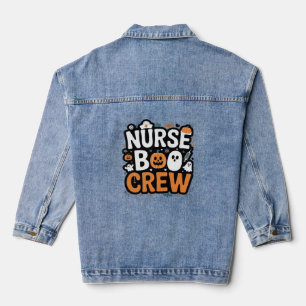 Nurse Boo Crew Halloween Healthcare Hero Spooky Denim Jacket