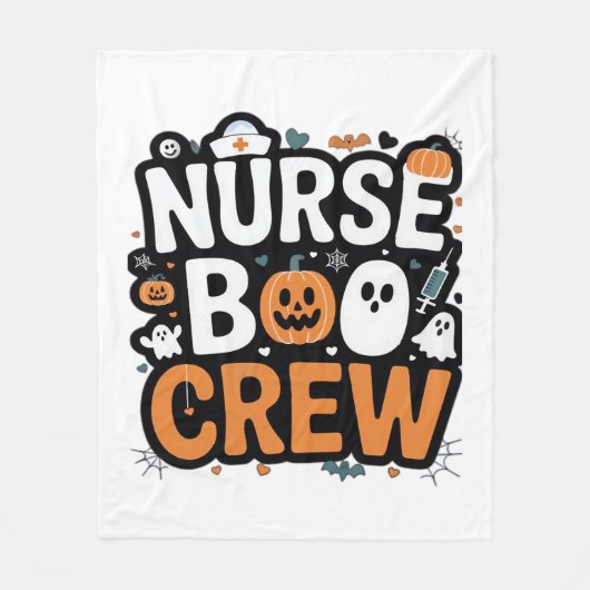 Nurse Boo Crew Halloween Healthcare Hero Spooky Fleece Deken (Voorkant)