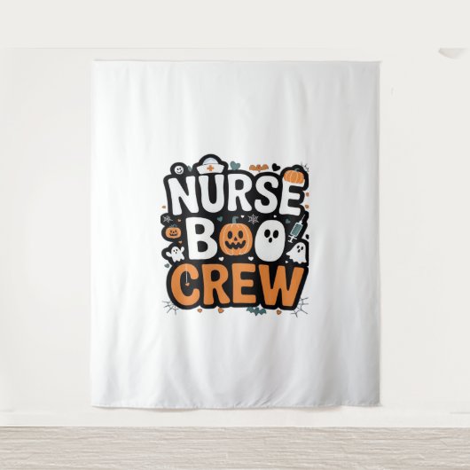Nurse Boo Crew Halloween Healthcare Hero Spooky Wandkleed (Voorkant)