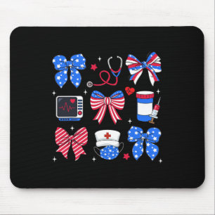 Nurse Bow Stethoscope Vlag Patriottische 4e van de Muismat