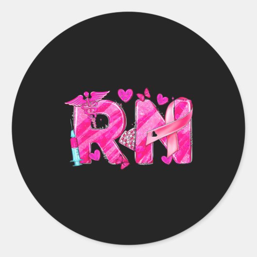 Nurse Breast Cancer Awareness Nk Ribbon Nursing Rn Ronde Sticker (Voorkant)